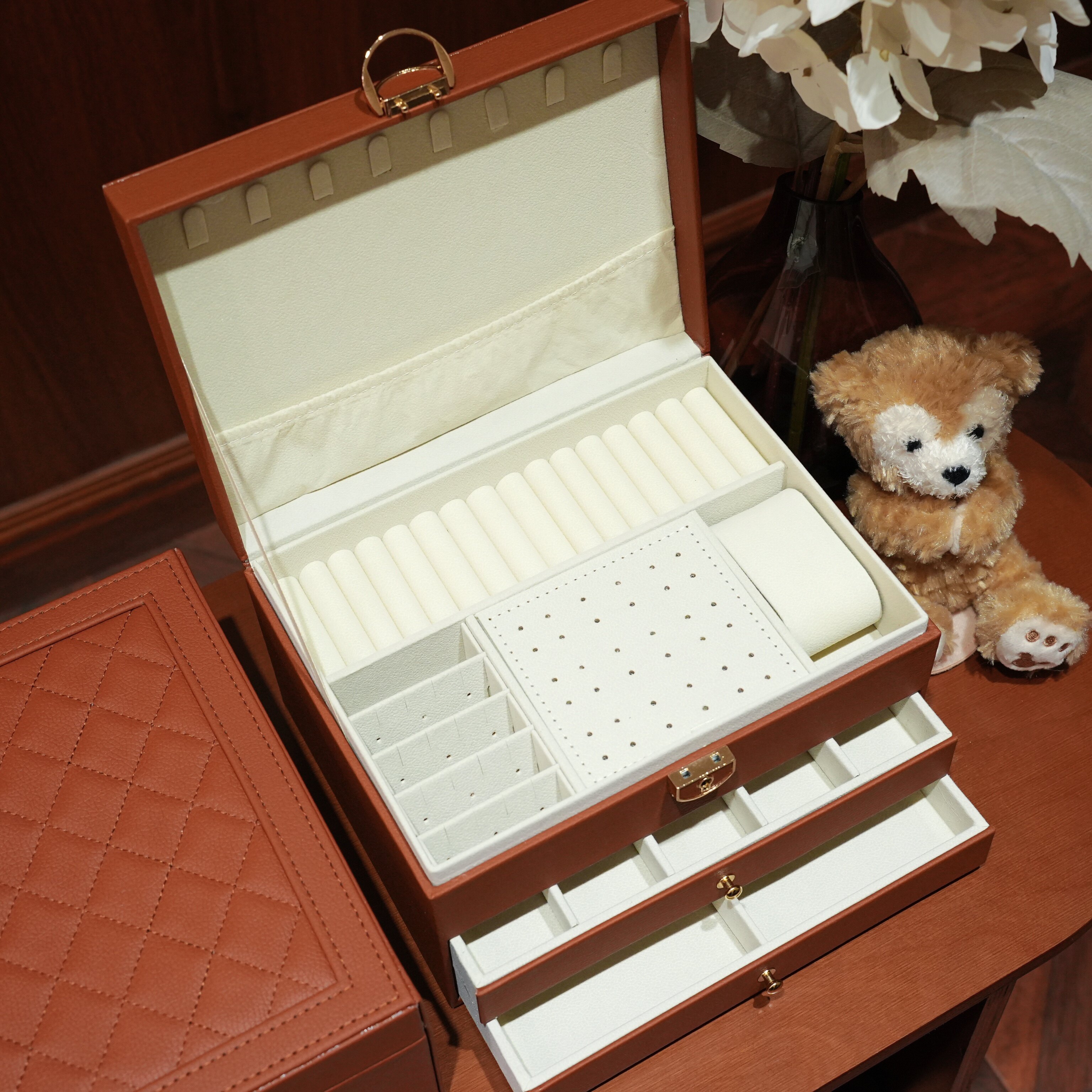 「菱纹宝盒」美拉德超大容量首饰盒戒指手镯耳钉收纳盒高档饰品盒,饰品/流行首饰/时尚饰品新,首饰盒,淘宝优惠券,粉丝福利购,淘宝优惠卷