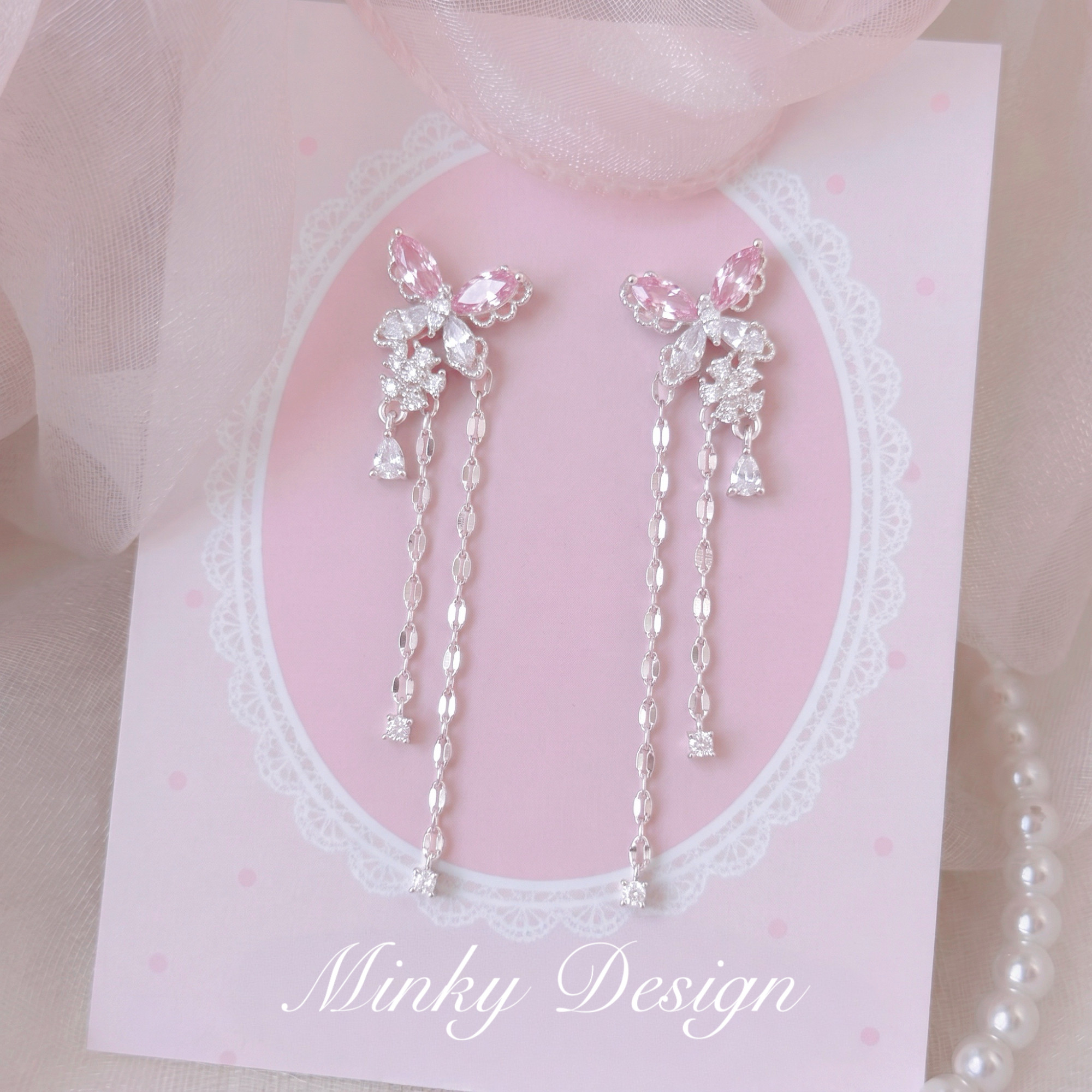 Minky「巷陌花社」原创蝴蝶流苏耳夹耳骨夹无耳洞流苏耳环耳饰女图片