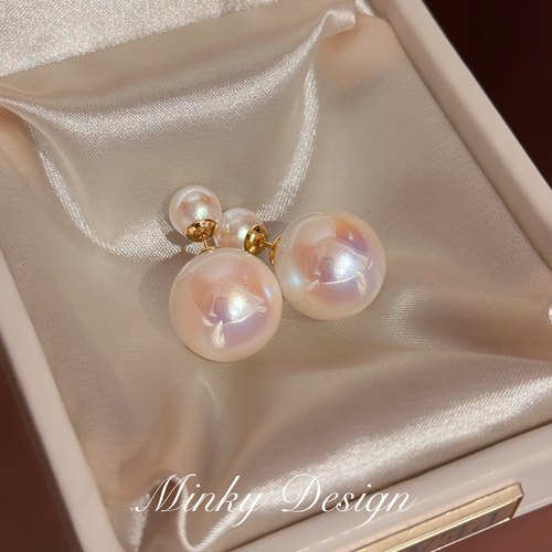 「耳畔流光」前后设计百搭珍珠耳钉蚊香盘耳夹无耳洞简约耳环耳饰