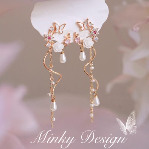 「蝴蝶若梦」绝美独特耳夹蝴蝶流苏耳饰蚊香盘耳夹无耳洞耳钉耳环