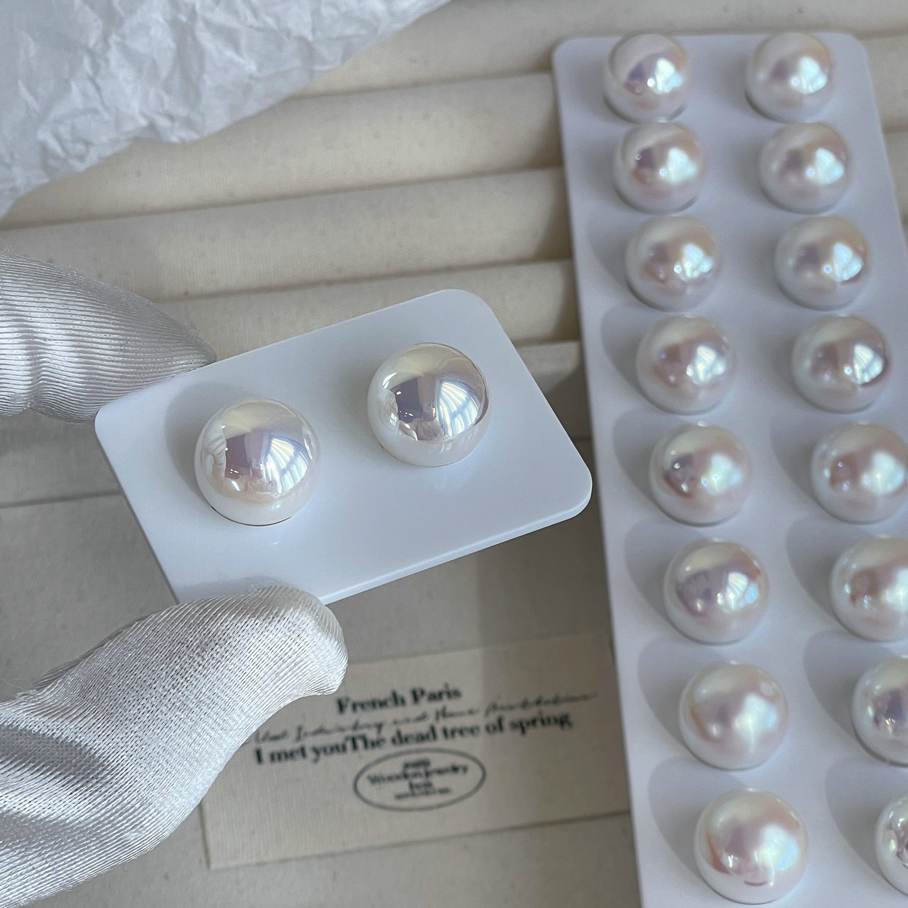 「小银豆」人造akoya天女珍珠蚊香盘耳夹无耳洞气质耳饰轻奢耳钉