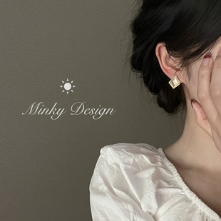 「甘露水晶」几何耳环猫眼石蚊香盘耳夹无耳洞女耳饰气质春夏通勤