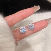 「星河」小众雪花锆石耳环蚊香盘耳夹女华子气质精致耳钉闪耀耳饰