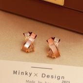 「釉彩交辉」体制内天菜耳环 交叉耳钉蚊香盘耳夹无耳洞耳环耳饰