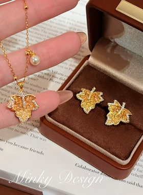 「秋日落叶」秋冬枫叶项链简约气质配饰独特小众颈链女百搭锁骨链