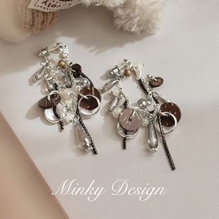 「松弛序章」气质耳坠夸张流苏耳夹蚊香盘耳夹无耳洞耳钉耳环耳饰