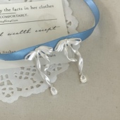 「蝴蝶飘带」蝴蝶结丝带耳饰蚊香盘耳夹无耳洞女气质款 耳钉少女感