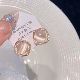 「若水」法式 猫眼锆石耳环蚊香盘耳夹无耳洞耳钉纯银气质耳饰百搭