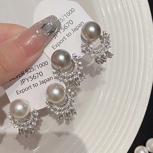 「月影」简约施家珍珠耳夹蚊香盘无耳洞女耳饰流苏耳环小众气质款