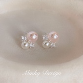 「粉泡泡」法式 温柔珍珠耳饰蚊香盘耳夹女轻奢耳饰小众耳环耳钉银