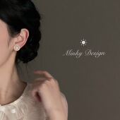 「小奶芙」珍珠蚊香盘耳夹无耳洞女复古港风法式 耳饰温柔耳环气质