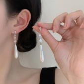 「新芽」珍珠水滴耳环新中式 蚊香盘耳夹女生耳钉银针国风耳饰 长款