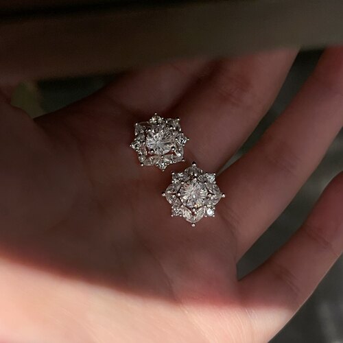 Minky「洛神月光」轻奢雪花锆石耳饰蚊香盘耳夹小巧精致耳钉耳环