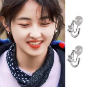 「邻家妹妹」张子枫同款 耳环不规则圈圈蚊香盘耳夹女素圈耳饰耳圈