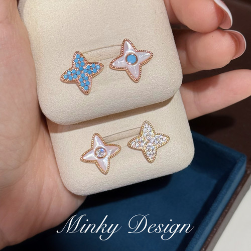 Minky「星屿梦」轻奢四叶耳钉硅胶耳夹无耳洞小众精致耳环耳饰女