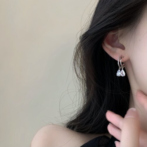 Minky「双层细闪」超闪锆石耳环气质耳饰蚊香盘耳夹女无耳洞耳钉