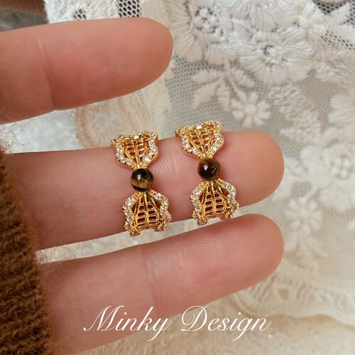 Minky「虎眼凝钻」2026年秋耳钉戒指指环蚊香盘耳夹无耳洞女耳环