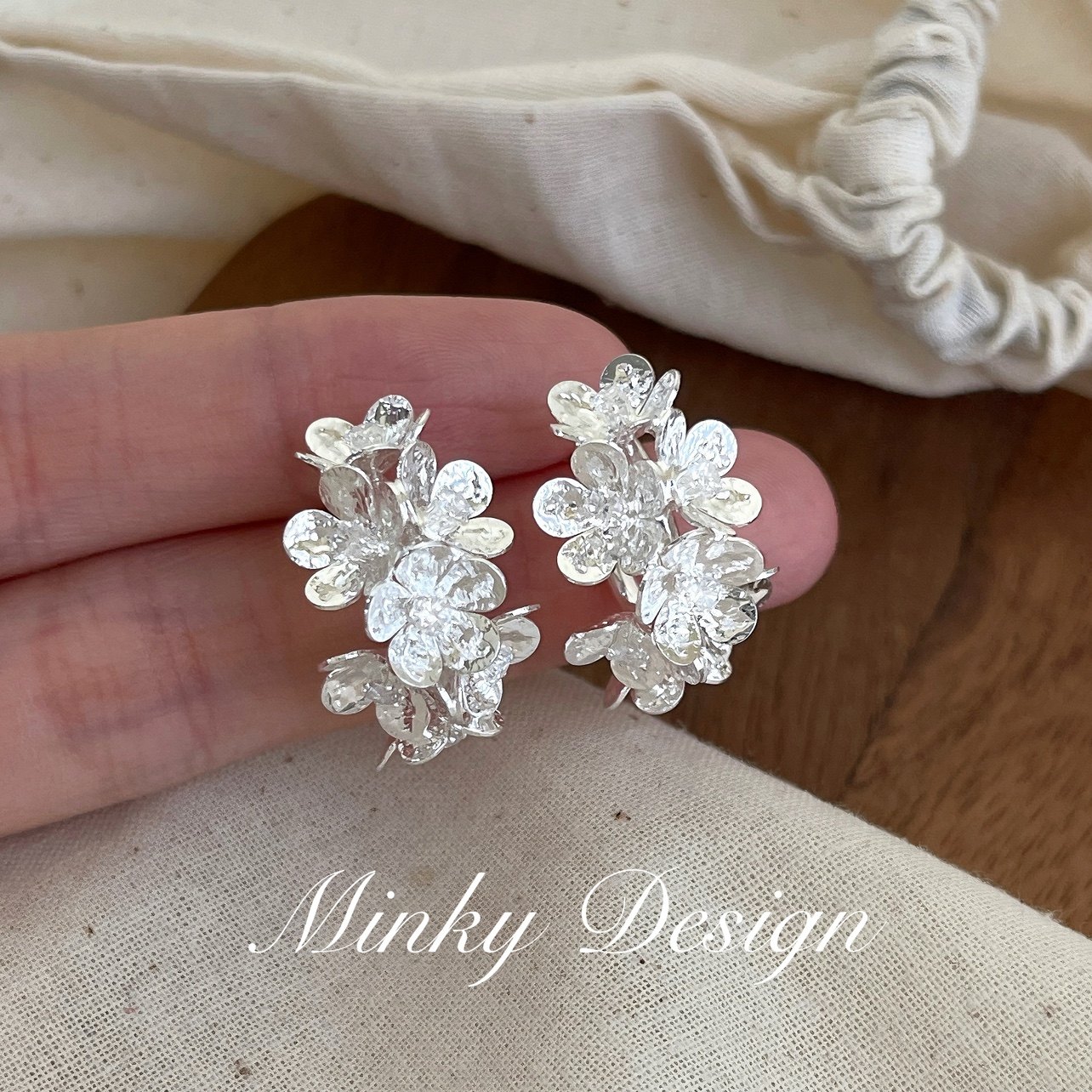 「罗娜庄园」精致银色金属花朵耳饰蚊香盘耳夹无耳洞耳环耳钉气质,饰品/流行首饰/时尚饰品新,耳夹,淘宝优惠券,粉丝福利购,淘宝优惠卷