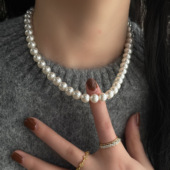 「lady」施家珍珠磁吸扣项链女款 小众颈链大气锁骨链春夏精致百搭