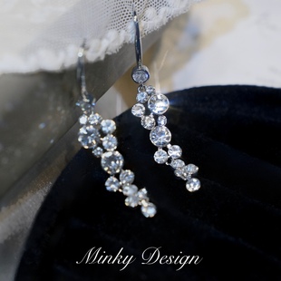 「轻氧格调」超闪锆石流苏耳饰蚊香盘耳夹女无耳洞气质高级感耳钩