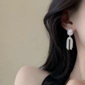 「月光浮岛」超重工 珍珠流苏耳饰蚊香盘耳夹女无耳洞耳环耳钉