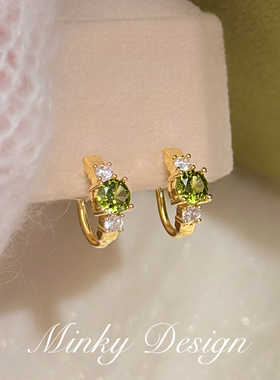 「赴春之约」清新绿色耳饰绝美耳环蚊香盘耳夹无耳洞耳钉女气质款