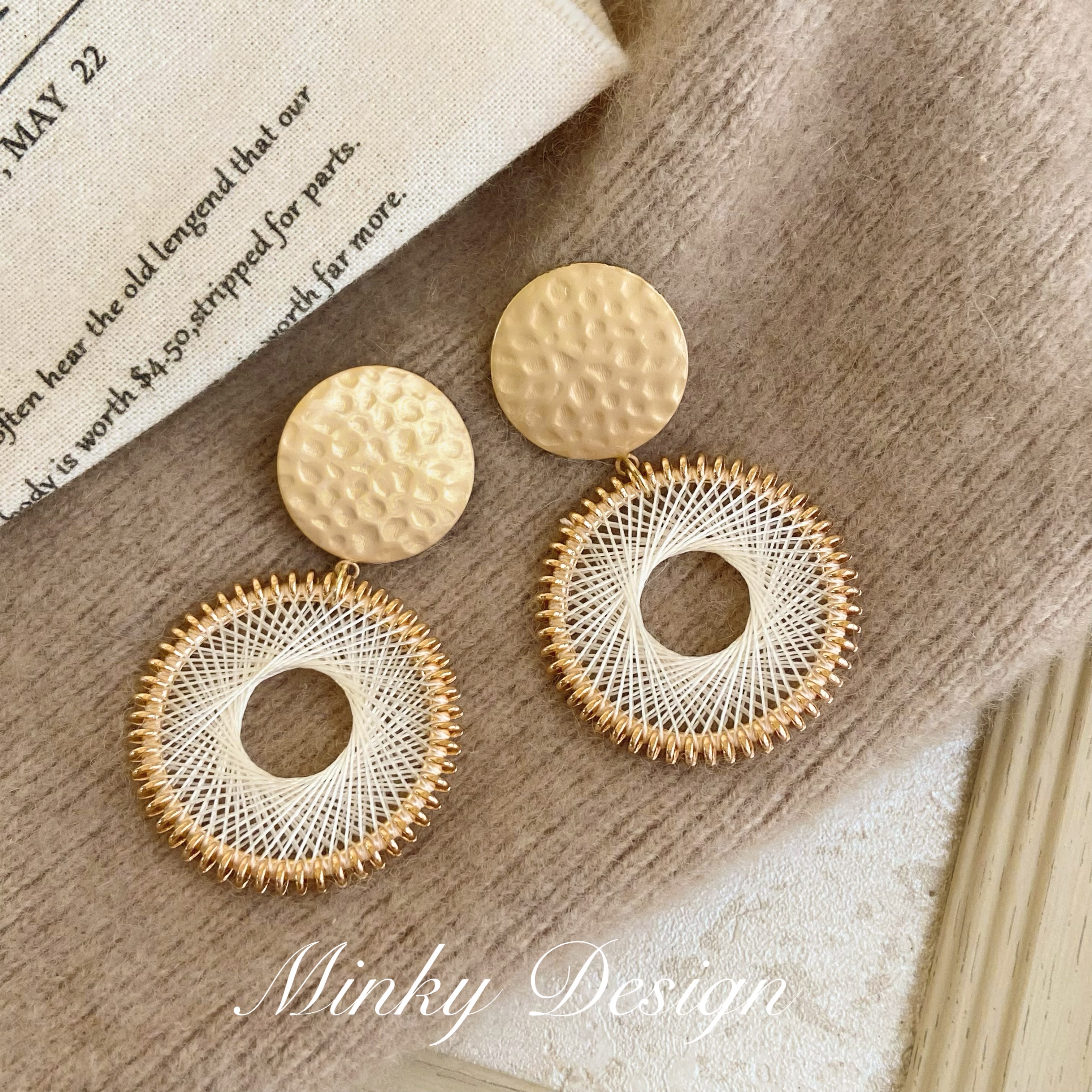 「月织纱雾」秋冬耳饰大耳环耳夹夸张蚊香盘耳夹女无耳洞耳钉耳环