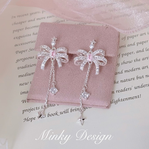 Minky「星落蝶信」蝴蝶结流苏耳钉蚊香盘耳夹无耳洞仙气耳环耳饰
