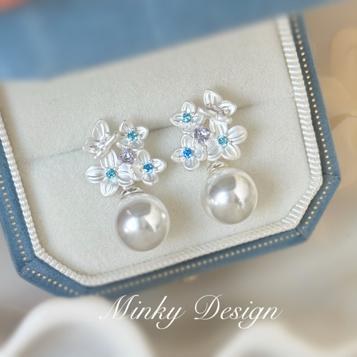 Minky「山花浪漫」一款多戴耳钉花朵耳饰蚊香盘耳夹女无耳洞耳环