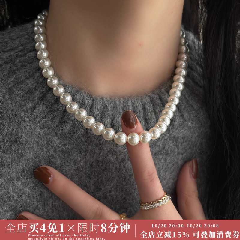 「lady」施家正圆珍珠磁吸扣项链女款小众颈链锁骨链春夏精致百搭