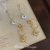 「携星揽月」高级感星芒耳圈小众复古蚊香盘耳夹无耳洞耳钉耳环女