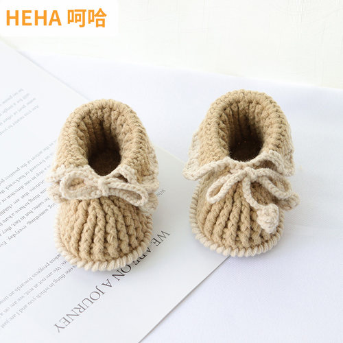 呵哈手工diy钩针编织毛线婴儿鞋