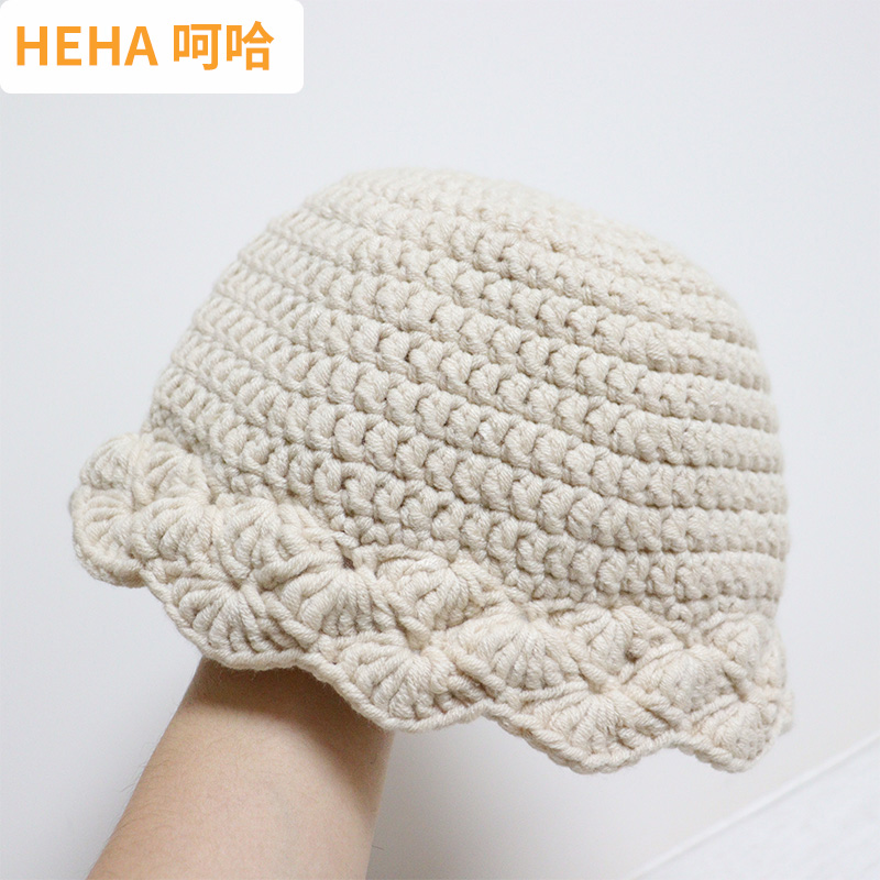 呵哈手工diy勾线编织渔夫帽子