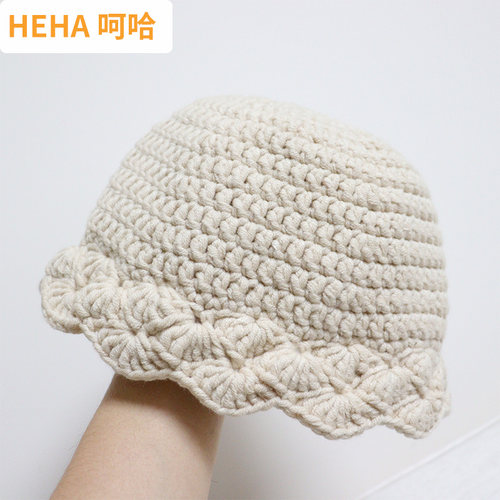 呵哈手工diy勾线编织渔夫帽子