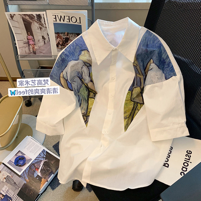 新款宽松休闲polo领半袖衬衣