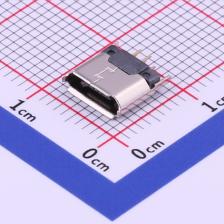 U255-051N-4BH73-SS USB连接器 Micro-B 母座 直插 卷边 加高1MM