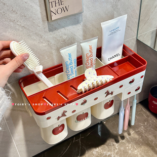 卡通可爱多格收纳架浴室卫生间免打孔牙刷杯架置物架