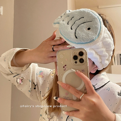 可爱小鱼毛绒吸水束发带