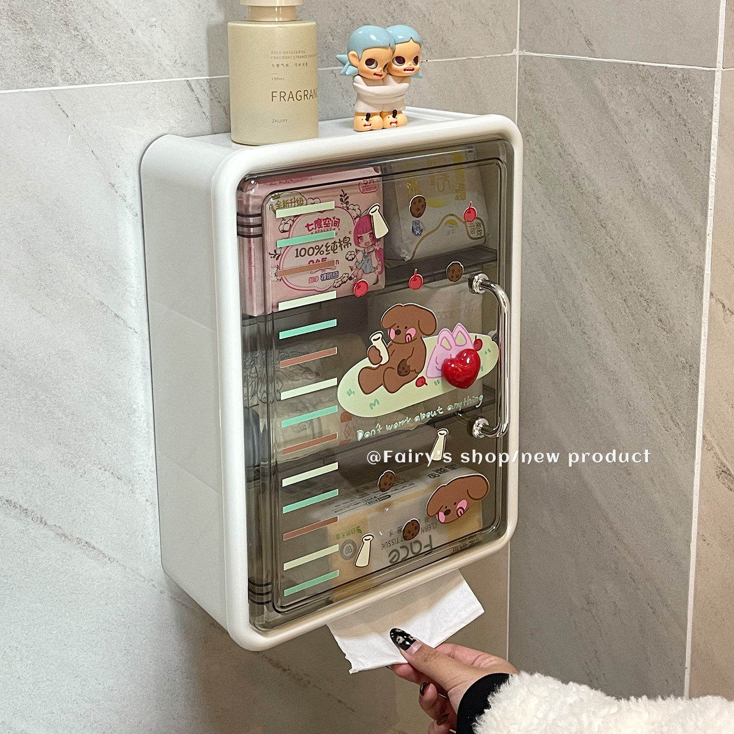 高颜值浴室纸巾盒免打孔壁挂式厕所卫生纸置物架防水卫生巾厕纸盒,收纳整理,壁式收纳盒,淘宝优惠券,粉丝福利购,淘宝优惠卷
