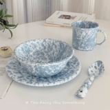 Корейская инспирация ветряной крыльцо чернила эмаль открытка завтрака фрукты салями миска кофейная чашка чашка Spoon сетевая красная посуда