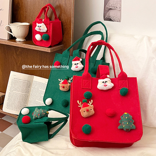 圣诞节毛毡礼物袋平安夜苹果礼盒礼品袋子创意平安果包装手提礼袋