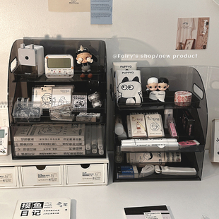 高级感桌面收纳盒文具整理手提宿舍办公室大容量多层抽屉式置物架