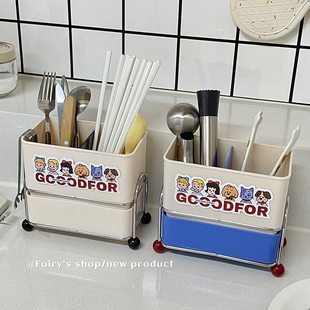 多功能筷子收纳盒分区可沥水置物架家用厨房台面叉勺餐具筒筷子笼
