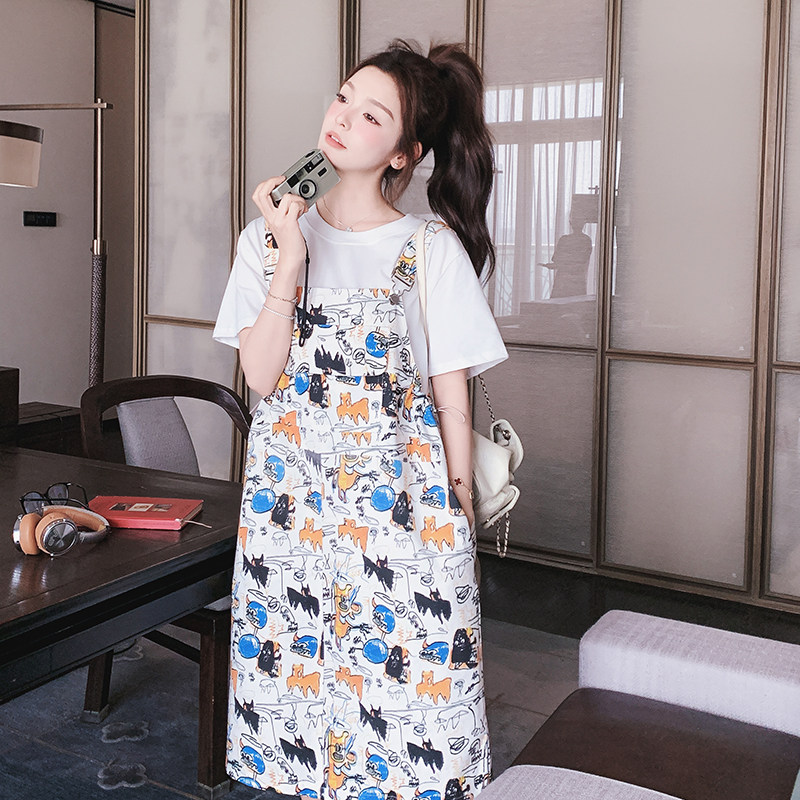 现货大货时尚涂鸦背带裙套装279-2D043套装P145单115控218,女装套装/套裙,浙宝173（原浙宝279）