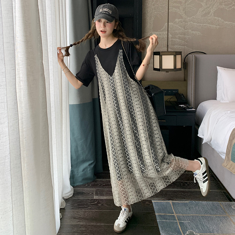 2026款号6163假两件蕾丝花边网纱连衣裙P135K198,女装连衣裙,浙宝173（原浙宝279）