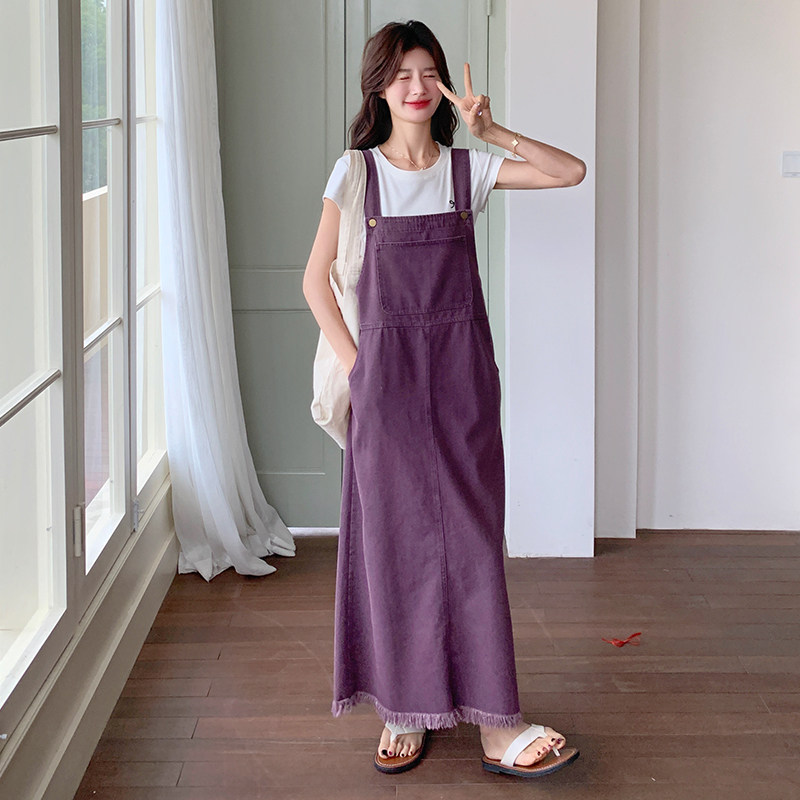 现货大货款号6160紫色牛仔背带裙P125K178,女装连衣裙,浙宝173（原浙宝279）