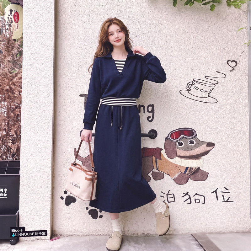 7817-P165-K268-条纹V领包臀裙三件套装,女装职业装,浙宝173（原浙宝279）