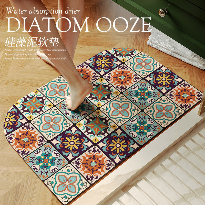 北欧风浴室硅藻泥地垫方格图案卫生间防滑速干地垫柔软亲肤地垫子,居家布艺,家用脚垫,淘宝优惠券,粉丝福利购,淘宝优惠卷