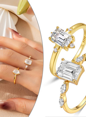 S925银莫桑石情侣对戒