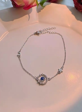 梦幻蓝色星球手链女简约ins小众设计高级感闺蜜手饰个性学生